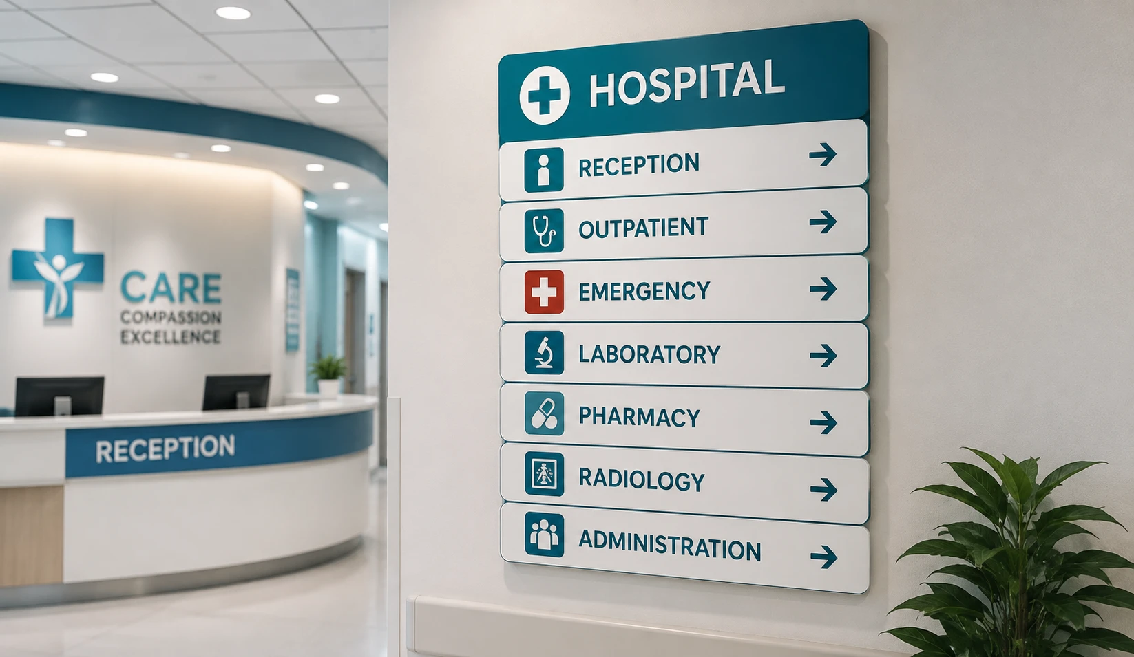 Hospital wayfinding signage